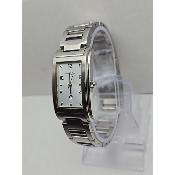 Kenneth Cole KC3142 Rectangular Stainless 50m Date Slim Quartz New Battery Mens - Picture 2 of 11
